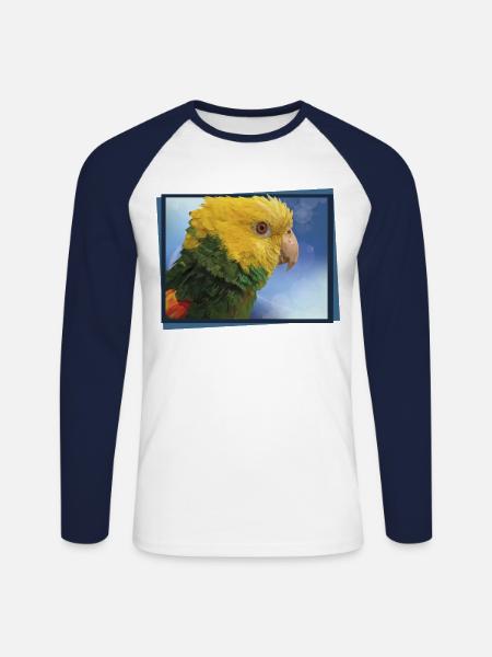 The yellow-headed parrot - Unisex Long Sleeve Baseball T-Shirt - white/navy