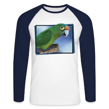 Orange-fronted parakeet - Unisex Long Sleeve Baseball T-Shirt - white/navy - Front - Nik (191cm)