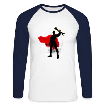 Craftsman, master of all tools - Unisex Long Sleeve Baseball T-Shirt - white/navy - Front - Nik (191cm)