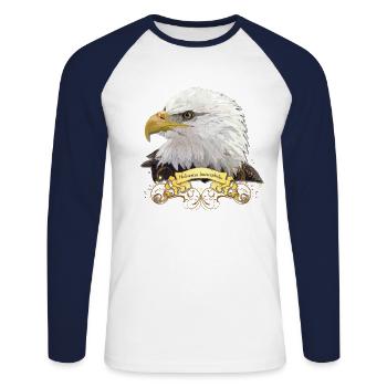 Amerikanischer Pigargo - Unisex Baseballshirt langarm - Weiß/Navy - Vorne - Nik (191cm)