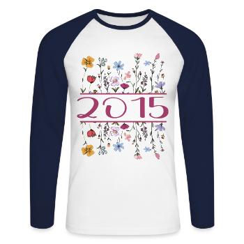 2015 Légendaire Depuis 2015 Anniversaire 2015 Femmes - T-shirt baseball manches longues Homme - blanc/marine - Devant - Nik (191cm)