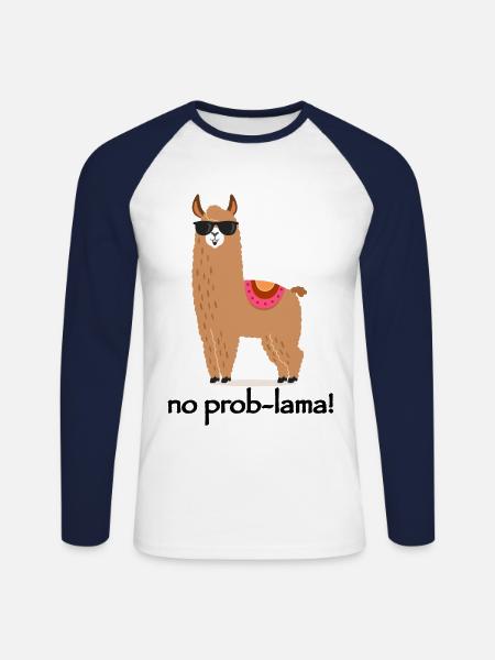 No Prob-lama T-Shirt - Unisex Baseballshirt langarm - Weiß/Navy