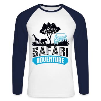 Safari Big Five - T-shirt baseball manches longues Homme - blanc/marine - Devant - Nik (191cm)