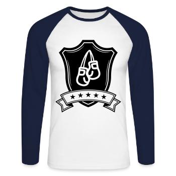 Boxing Boxing Gloves Shield - Unisex Long Sleeve Baseball T-Shirt - white/navy - Front - Nik (191cm)