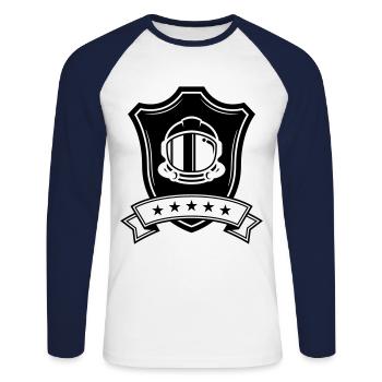 Astronaut Icon Coat of Arms - Unisex Long Sleeve Baseball T-Shirt - white/navy - Front - Nik (191cm)