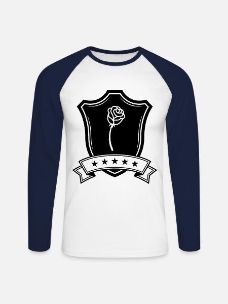 Rose Shield - Unisex Long Sleeve Baseball T-Shirt - white/navy