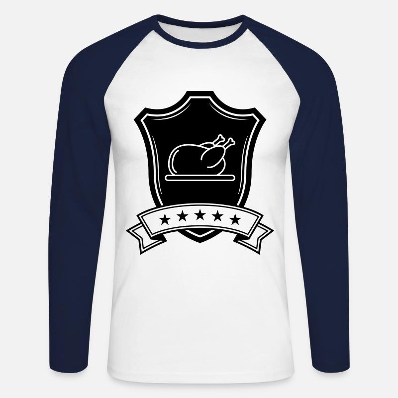 Hähnchen wappen - Unisex Baseballshirt langarm - Weiß/Navy
