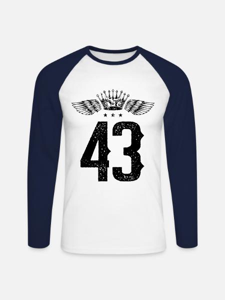 43 Couronne numérique - T-shirt baseball manches longues Homme - blanc/marine