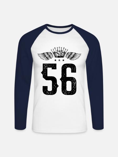 56 Number crown - Unisex Long Sleeve Baseball T-Shirt - white/navy
