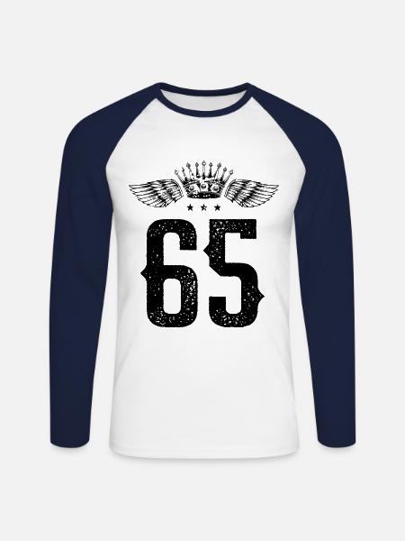 65 Couronne numérique - T-shirt baseball manches longues Homme - blanc/marine