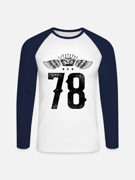 78 Number crown - Unisex Long Sleeve Baseball T-Shirt - white/navy