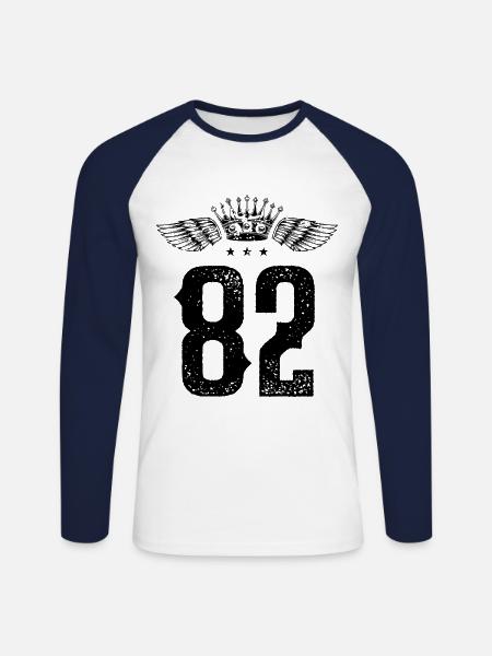 82 Number crown - Unisex Long Sleeve Baseball T-Shirt - white/navy