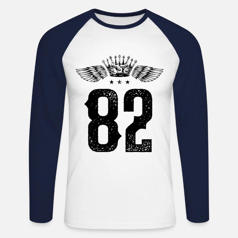 82 Zahl Krone - Unisex Baseballshirt langarm - Weiß/Navy