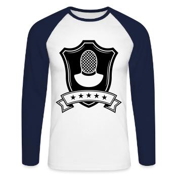Fencing Mask Coat of Arms - Unisex Long Sleeve Baseball T-Shirt - white/navy - Front - Nik (191cm)