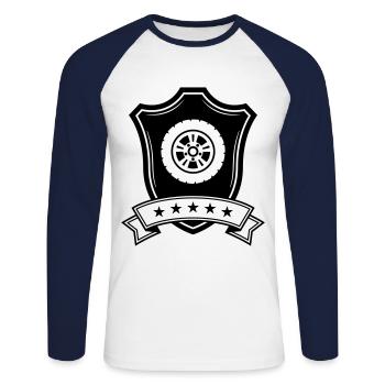 Tyre tuning crest - Unisex Long Sleeve Baseball T-Shirt - white/navy - Front - Nik (191cm)