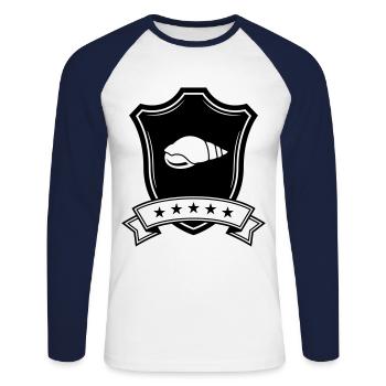 Armoiries de la coquille - T-shirt baseball manches longues Homme - blanc/marine - Devant - Nik (191cm)