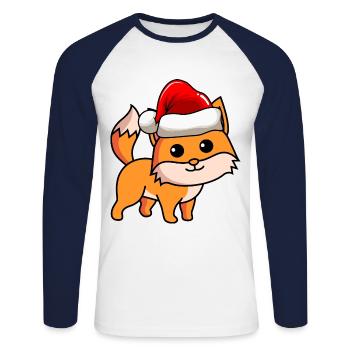 Fuchs Comic Weihnachten - Unisex Baseballshirt langarm - Weiß/Navy - Vorne - Nik (191cm)