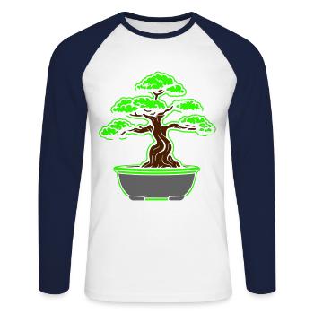 Bonsai Tree Symbol - Unisex Long Sleeve Baseball T-Shirt - white/navy - Front - Nik (191cm)