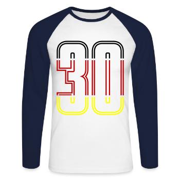 30 symbole de chiffres Allemagne - T-shirt baseball manches longues Homme - blanc/marine - Devant - Nik (191cm)
