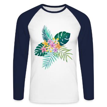 Tropical mood - Unisex Long Sleeve Baseball T-Shirt - white/navy - Front - Nik (191cm)
