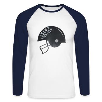 American Football Helmet Every Fucking Sunday Shirt - Unisex Long Sleeve Baseball T-Shirt - white/navy - Front - Nik (191cm)