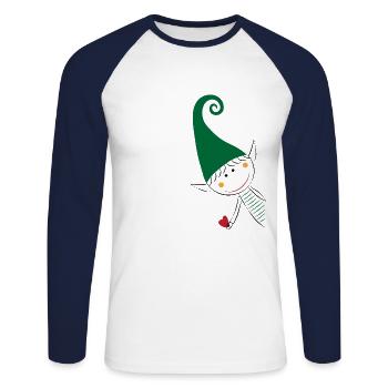 Elf Christmas elf brownie gift - Unisex Long Sleeve Baseball T-Shirt - white/navy - Front - Nik (191cm)