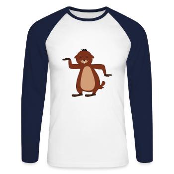 Marmot funny jumbled marmot - Unisex Long Sleeve Baseball T-Shirt - white/navy - Front - Nik (191cm)