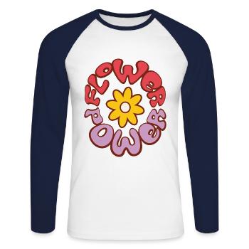 Flower Power - T-shirt baseball manches longues Homme - blanc/marine - Devant - Nik (191cm)
