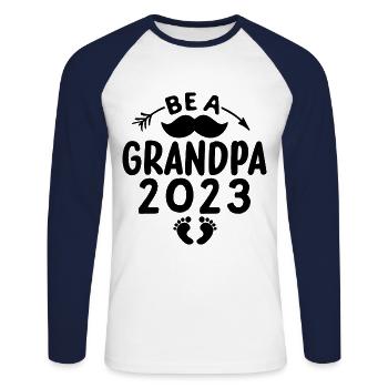 Expectant Grandpa 2023, 2023 I will be Grandpa, 2023 Grandpa - Unisex Long Sleeve Baseball T-Shirt - white/navy - Front - Nik (191cm)