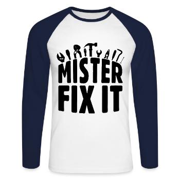 He repairs everything, he is the craftsman in the house - Unisex Long Sleeve Baseball T-Shirt - white/navy - Front - Nik (191cm)