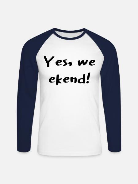 yes we can weekend - Unisex Long Sleeve Baseball T-Shirt - white/navy