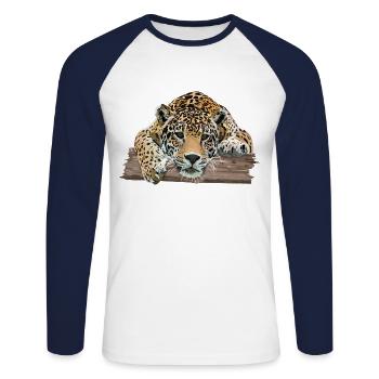 Jaguar - Unisex Long Sleeve Baseball T-Shirt - white/navy - Front - Nik (191cm)