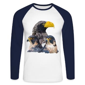 Giant Pigargo and Peregrine Falcon - Unisex Long Sleeve Baseball T-Shirt - white/navy - Front - Nik (191cm)