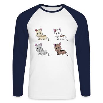 Cats 4 times - Unisex Long Sleeve Baseball T-Shirt - white/navy - Front - Nik (191cm)