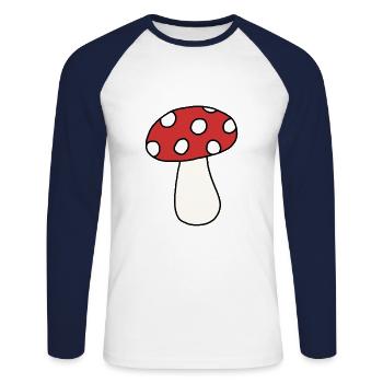 Pilz - Unisex Baseballshirt langarm - Weiß/Navy - Vorne - Nik (191cm)