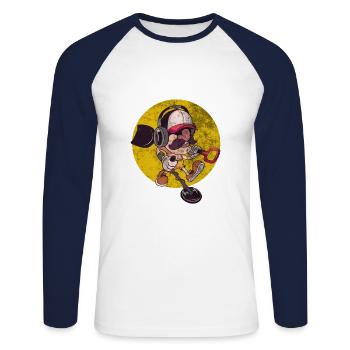 Probe goers probing metal detector comic - Unisex Long Sleeve Baseball T-Shirt - white/navy - Front - Nik (191cm)