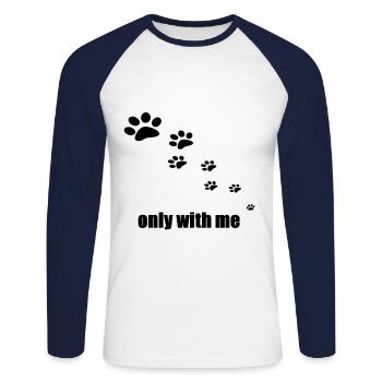 slady chien chien cadeau saigne - T-shirt baseball manches longues Homme - blanc/marine - Devant - Nik (191cm)