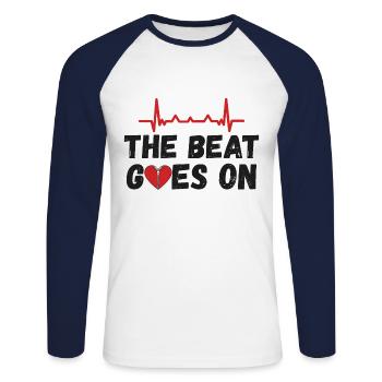Chirurgie à cœur ouvert - chirurgie cardiaque - T-shirt baseball manches longues Homme - blanc/marine - Devant - Nik (191cm)