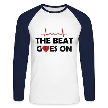 Operation am offenen Herzen - Herzschlag - Unisex Baseballshirt langarm - Weiß/Navy - Vorne - Nik (191cm)