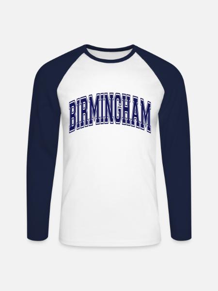 Birmingham - Unisex Long Sleeve Baseball T-Shirt - white/navy