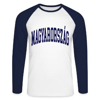 Hungary - Unisex Long Sleeve Baseball T-Shirt - white/navy - Front - Nik (191cm)