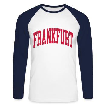 Frankfurt - Unisex Baseballshirt langarm - Weiß/Navy - Vorne - Nik (191cm)