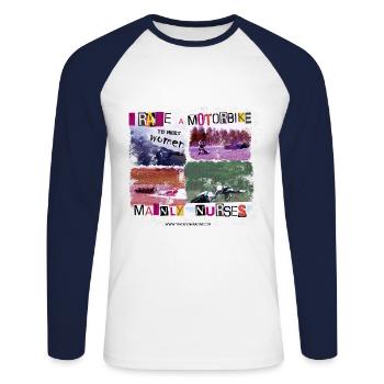 Rennen um Frauen zu treffen - Unisex Baseballshirt langarm - Weiß/Navy - Vorne - Nik (191cm)