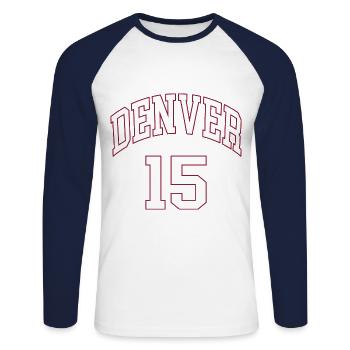 Denver 15 - T-shirt baseball manches longues Homme - blanc/marine - Devant - Nik (191cm)
