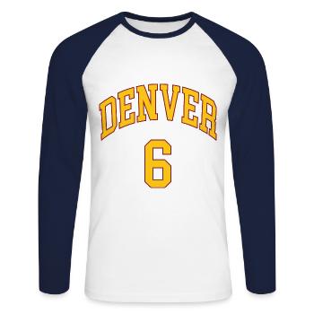 Denver 6 - T-shirt baseball manches longues Homme - blanc/marine - Devant - Nik (191cm)