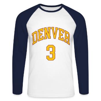 Denver 3 - T-shirt baseball manches longues Homme - blanc/marine - Devant - Nik (191cm)