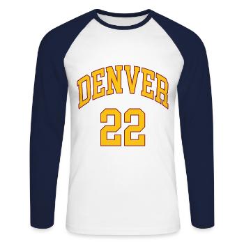 Denver 22 - T-shirt baseball manches longues Homme - blanc/marine - Devant - Nik (191cm)