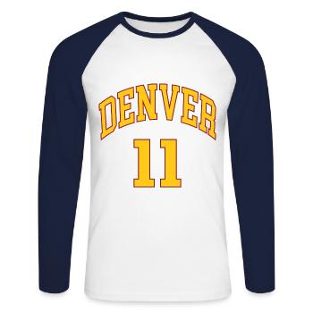 Denver 11 - T-shirt baseball manches longues Homme - blanc/marine - Devant - Nik (191cm)