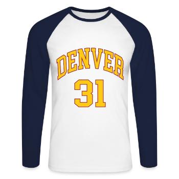 Denver 31 - T-shirt baseball manches longues Homme - blanc/marine - Devant - Nik (191cm)