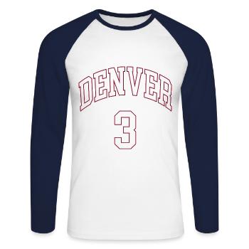 Denver 3 - T-shirt baseball manches longues Homme - blanc/marine - Devant - Nik (191cm)
